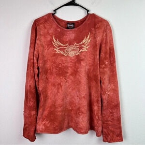 Harley Davidson Women’s Longsleeve Size Medium* Reverse Tie Dye Wings Graphic